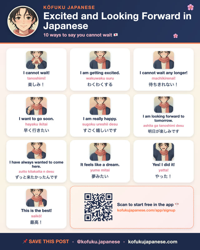 Excited and Looking Forward in Japanese