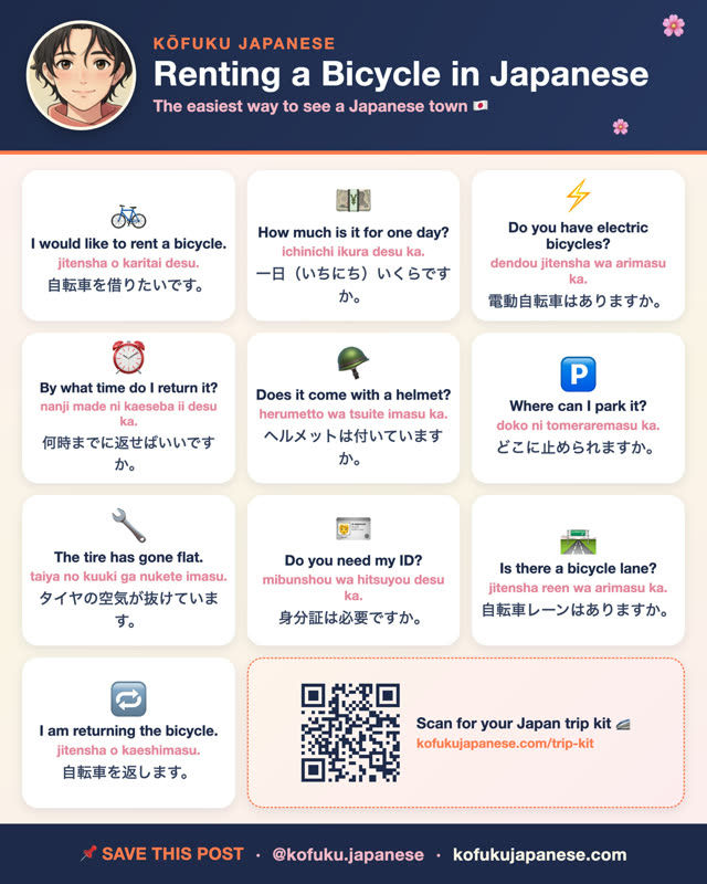 Renting a Bicycle in Japanese