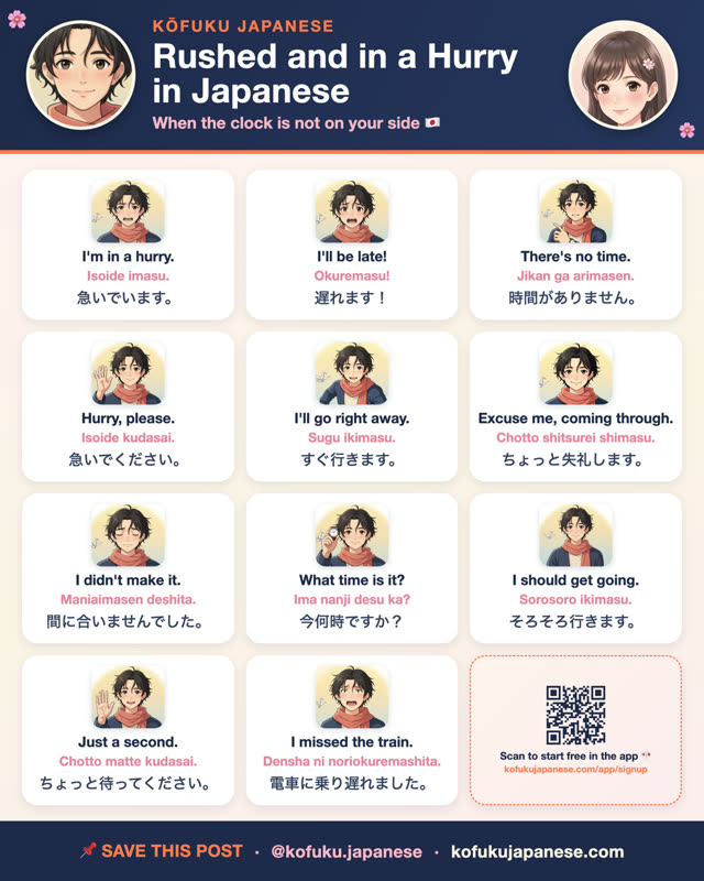 Rushed and in a Hurry in Japanese