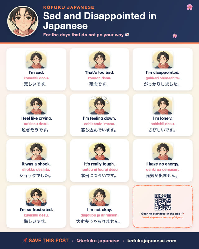 Sad and Disappointed in Japanese