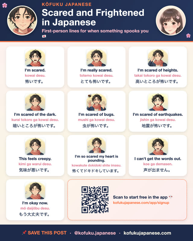 Scared and Frightened in Japanese