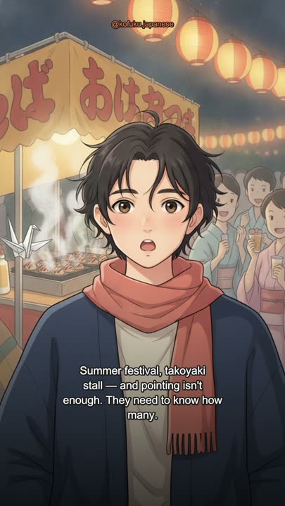At a Japanese Festival Stall, Pointing Isn't Enough. They Need How Many.
