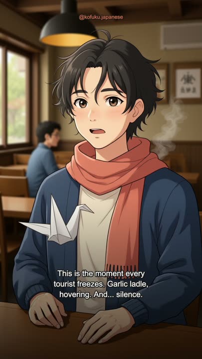 POV: The Ramen Guy Is Holding a Ladle of Garlic. He Is Waiting.