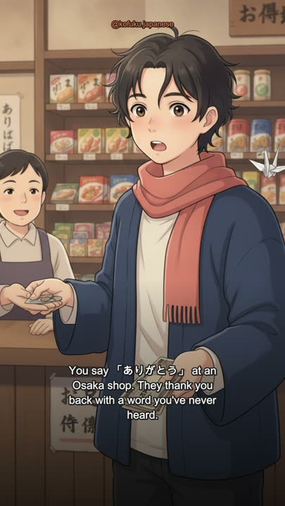 You Say Thank You at an Osaka Shop Counter. What Comes Back Is Not the Word You Learned.
